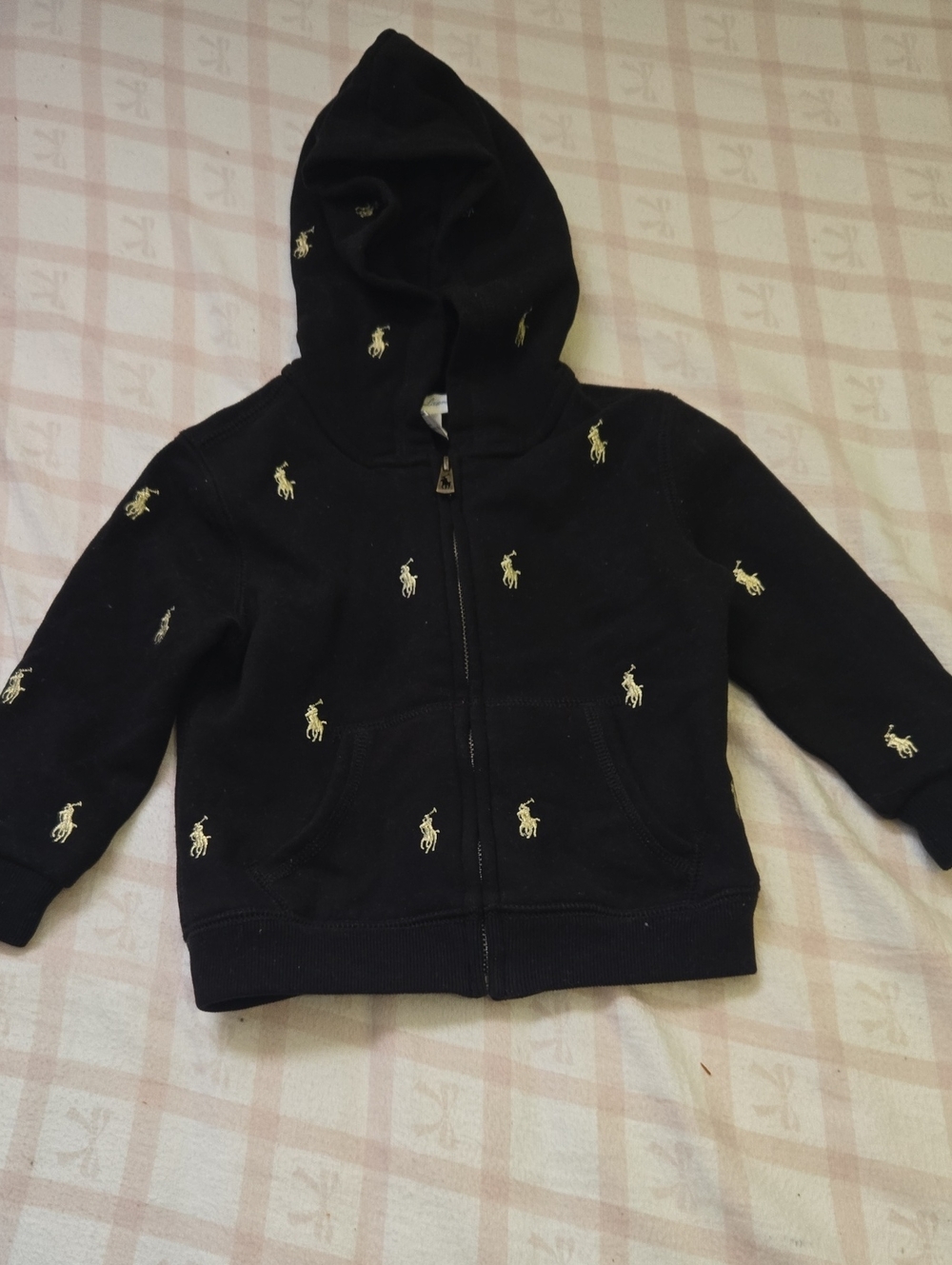Ralph Lauren Kids Black Zip Hoodie with Embroidered Pony